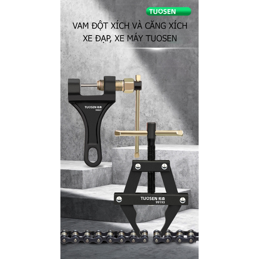 Dụng cụ vam căng xích và tháo xích Tuosen cho xe đạp, xe máy với nhiều kích cỡ lựa chọn