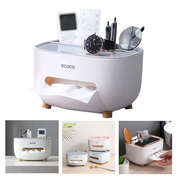 [Chính Hãng ECOCO] Hộp Đựng Khăn Giấy Ăn Để Bàn Ecoco Kiểu Dáng Sang Trọng Nhiều Ngăn Đa Năng