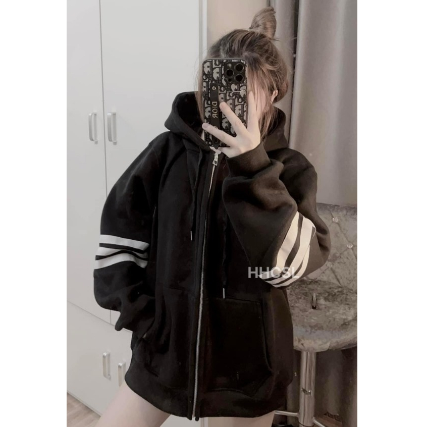 Áo Khoác Hoodie Zip Chất Nỉ Bông Dày Dặn Form To Nam Nữ Kèm Ảnh Thật