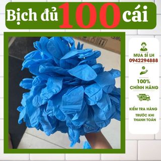 Bịch 100 cái găng tay y tế màu xanh, bao tay y tế màu xanh hàng nhà máy