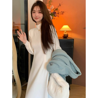 CHOUCHUU Váy len dáng dài dễ phố đồ Hàng QC