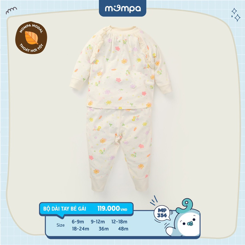 Bộ mompa dài tay Bamboo cho bé gái