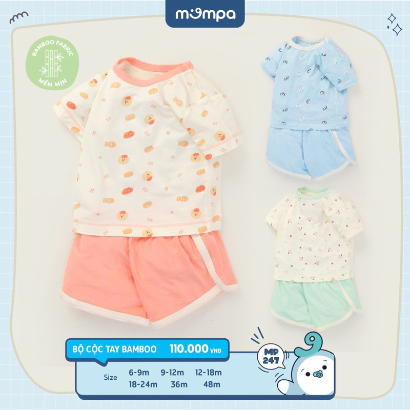 Bộ cộc tay Mompa cho bé trai bé gái