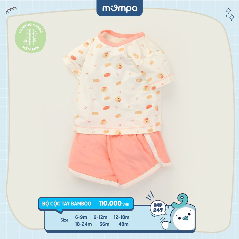 Bộ cộc tay Mompa cho bé trai bé gái