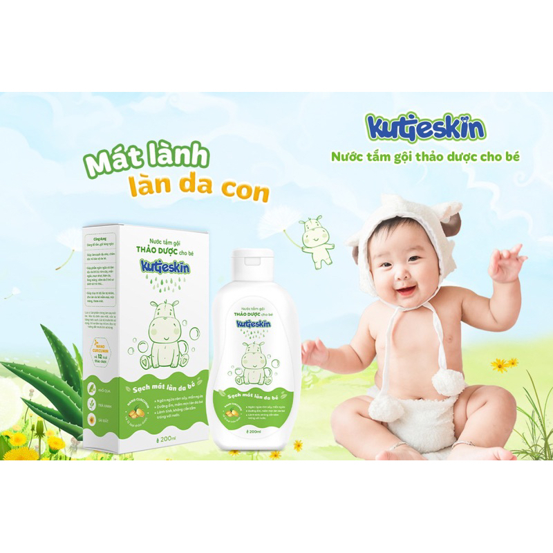 Nước tắm gội thảo dược cho bé Kutieskin 200ml