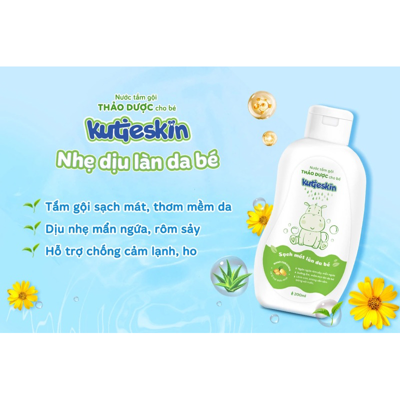 Nước tắm gội thảo dược cho bé Kutieskin 200ml