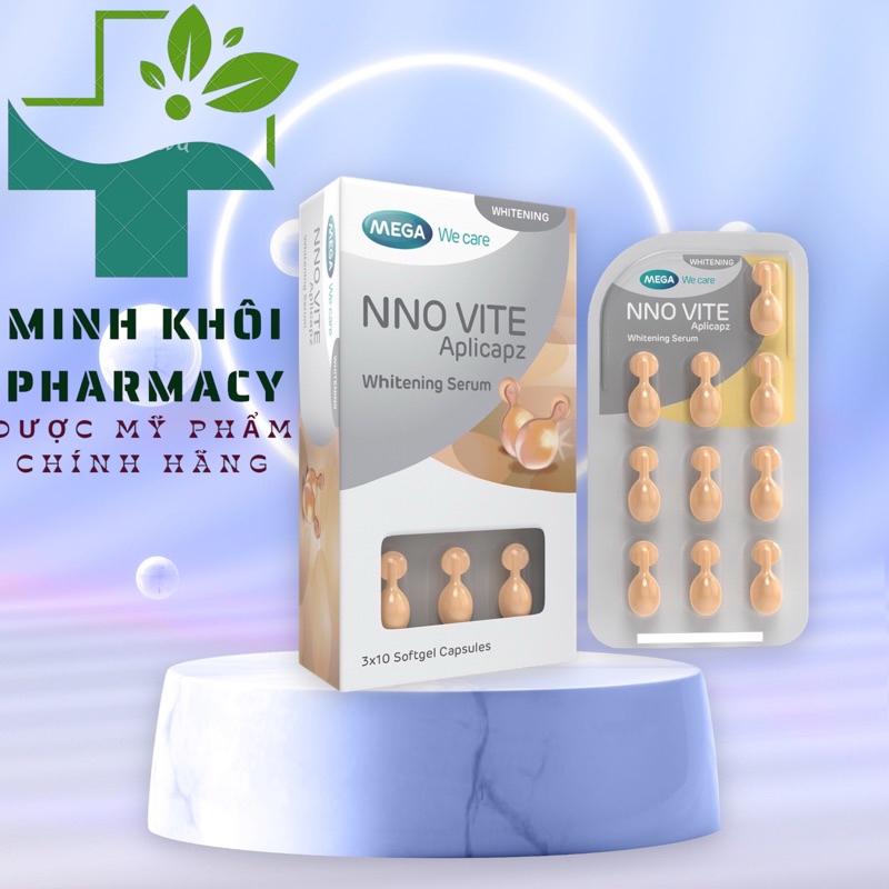 Serum dưỡng trắng da, mờ đốm nâu, đều màu da - Vitamin C, Vitamin E, Bisabolol - NNO VITE Mega We Care (30 viên)