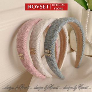 Băng Đô Cài Tóc Dạ Bản Rộng Màu Pastel gắn MIN MIN Thời Trang Thu Đông [ MÃ E602 ]