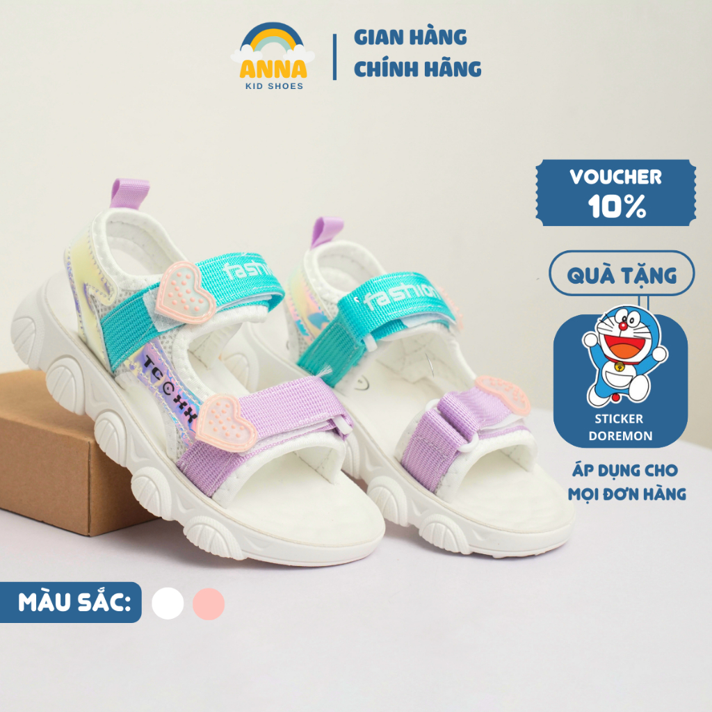 Giày sandal quai hậu cho bé gái đi học 5-12 tuổi cao su, đế mềm, chống trượt style Hàn Quốc | ANNA SHOES - A17