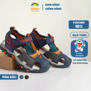 Giày sandal bít mũi bé trai 5-12 tuổi họa tiết siêu nhân, anh hùng người nhện siêu nhẹ chống trượt | ANNA SHOES - A19