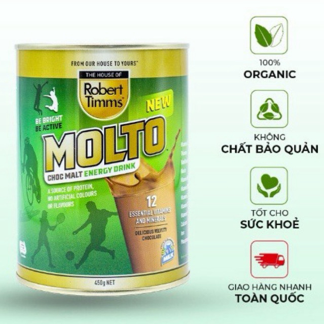 Sữa Bột Cacao Robert Timms Molto Nhập Khẩu Úc 450g