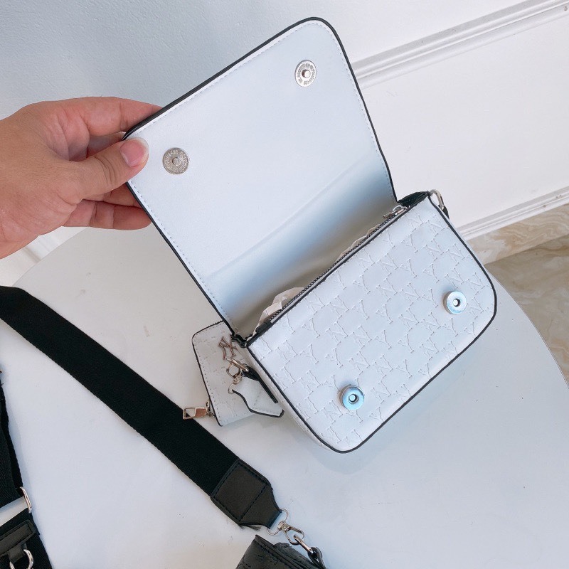 Túi đeo chéo set 2 logo bạc phong cách thể thao