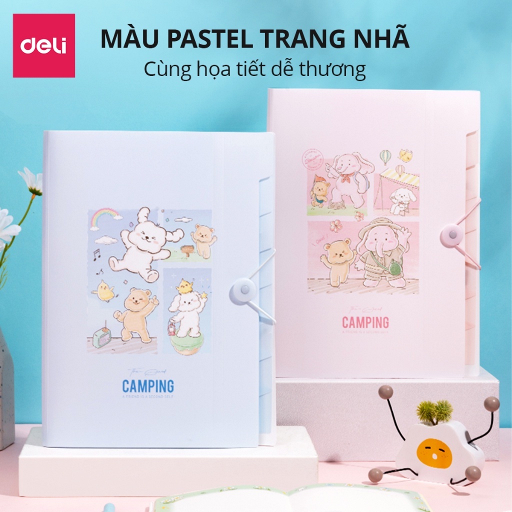 Túi Đựng Tài Liệu 8 Ngăn A4 Deli - File Cặp Tệp Đựng Tài Liệu Chia Nhiều Ngăn Bìa Hồ Sợ Nhựa Cứng Chứng Từ - 72456