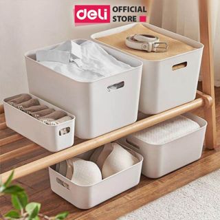  Hộp Nhựa Đựng Đồ Đa Năng Có Nắp Đậy Cao Cấp Deli - Đựng Sách Vở Đồ Cá Nhân Mỹ Phẩm Quần Áo Nhiều Size Kích Cỡ Lớn Nhỏ 