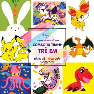 Tranh tô màu theo số - BỘ 10 TRANH KÈM MÀU TRẺ EM HOT NHẤT