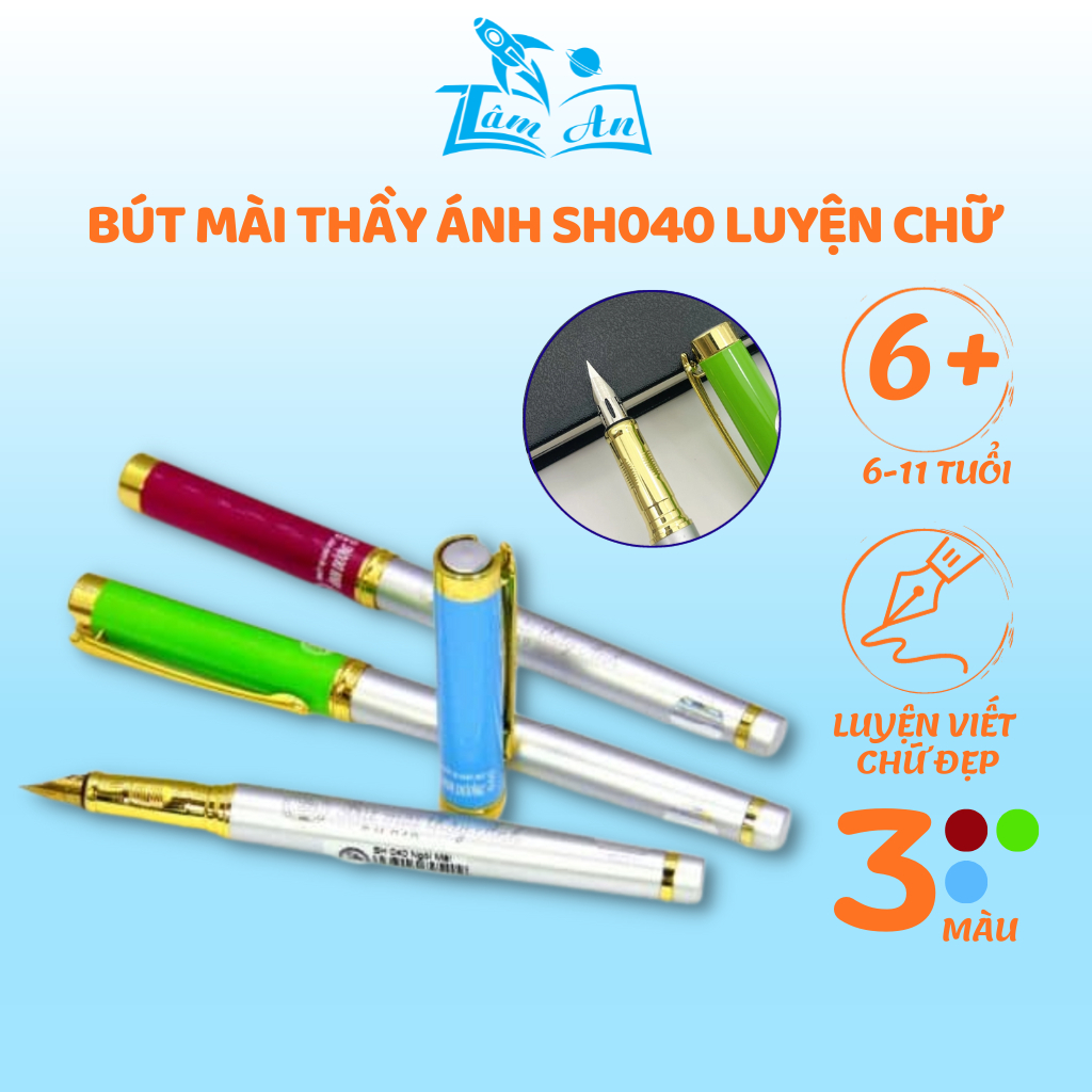 Bút mài thầy ánh SH040 luyện chữ đẹp cho học sinh đi thi, ống bơm mực dạng xoáy tiện lợi  - Nhà Sách Tâm An