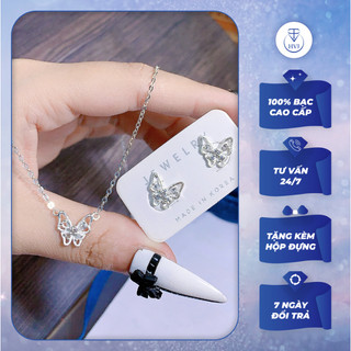 Set bướm xinh Bạc 925 kèm hộp đựng - Trang sức cao cấp HVJ