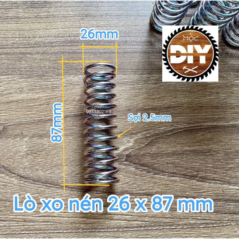 Lò xo nén phi 26, dài 87mm, sợi 2.5mm