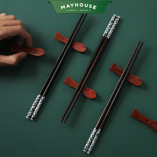 Đũa gỗ mun khảm trai MAYHOUSE CRAFT&DECOR, dùng trong gia đình, nhà hàng