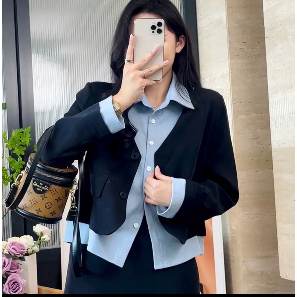 Set Áo Vest Mix Sơ Mi Và Chân Váy Dài Basic Năng Động Bộ Đồ Nữ Sinh