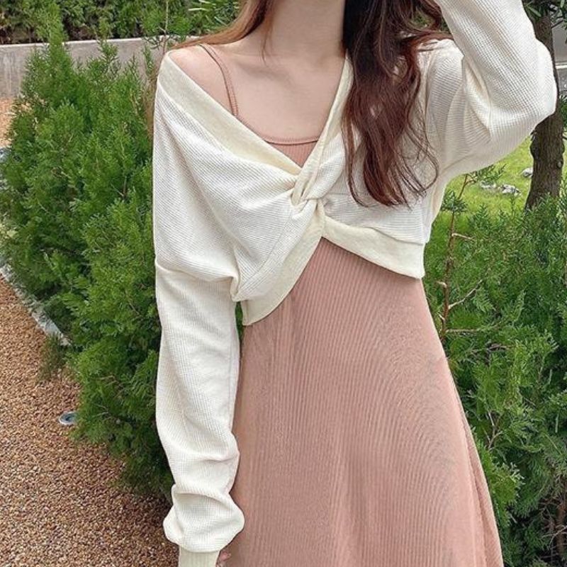 Váy đôi mẹ bé gái, đồ đôi gia đình đầm hai dây kèm áo khoác ngoài kiểu dáng dễ thương