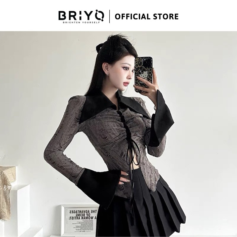 Áo thun dài tay cotton rách thời trang cá tính BRIYO TD06