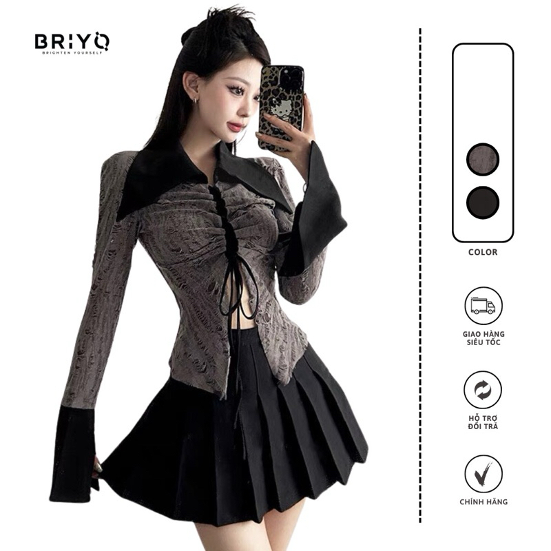 Áo thun dài tay cotton rách thời trang cá tính BRIYO TD06