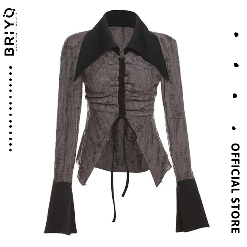 Áo thun dài tay cotton rách thời trang cá tính BRIYO TD06