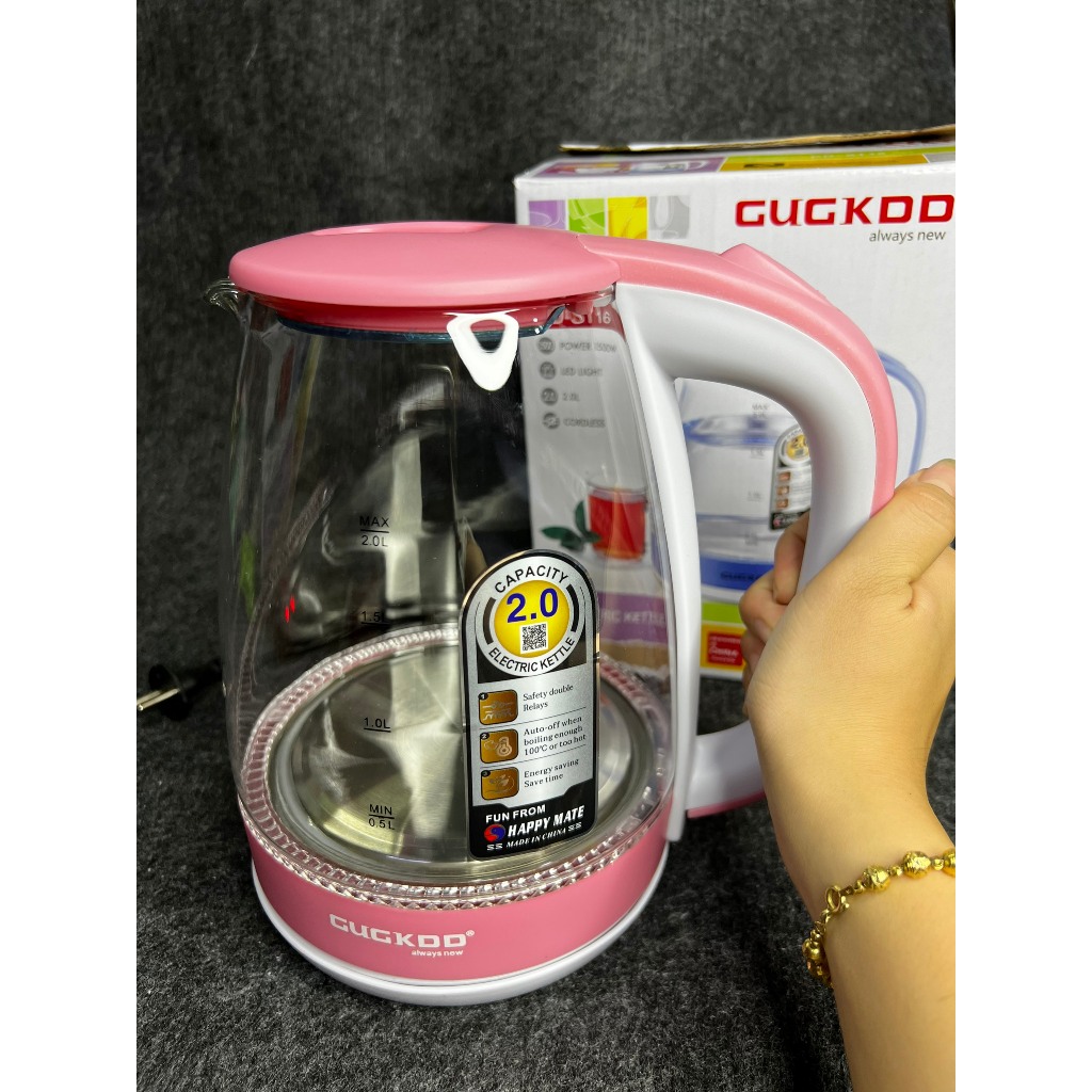 Ấm Siêu Tốc 2L Sôi Nhanh Công Nghệ Hàn Quốc Có Đèn Led Xung Quanh Bình