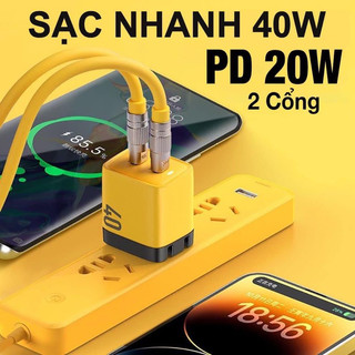 CÓC SẠC CHÍNH HÃNG WEKOME SẠC NHANH 40W, HAI CỔNG TYPE C,BẢO HÀNH 1 ĐỔI 1