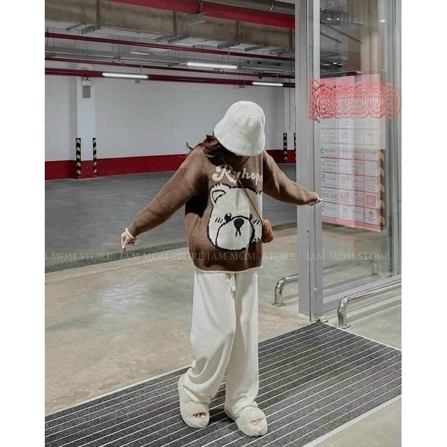 Áo khoác len hình con gấu cute nhập Quảng Châu chất liệu sang xịn