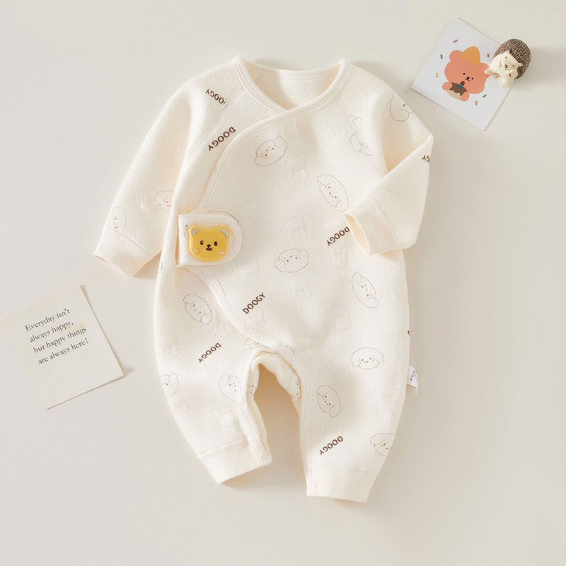 Body trần bông cho bé sơ sinh size từ 3-7kg họa tiết gấu dễ thương