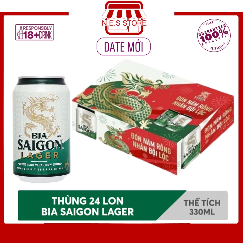 THÙNG 24 LON BIA SÀI GÒN LAGER 330ML - SAIGON LAGER MẨU TẾT