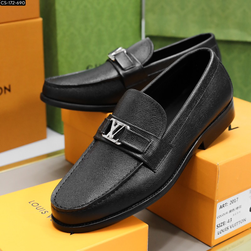 Giày lười nam da bò cao cấp 🎁 Hoạ tiết Logo Cao Cấp💥 Bảo hành nổ da 12 tháng✅ CS172
