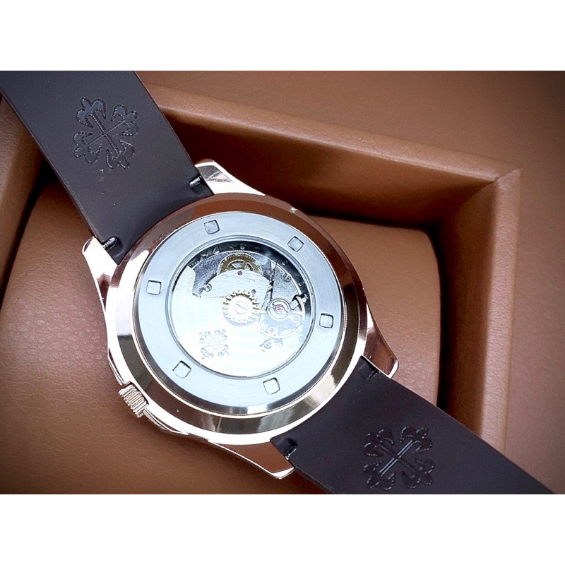 Đồng hồ nam Patek Philippe Nautilus  Máy cơ huyền thoại mặt tròn dây cao su cao cấp