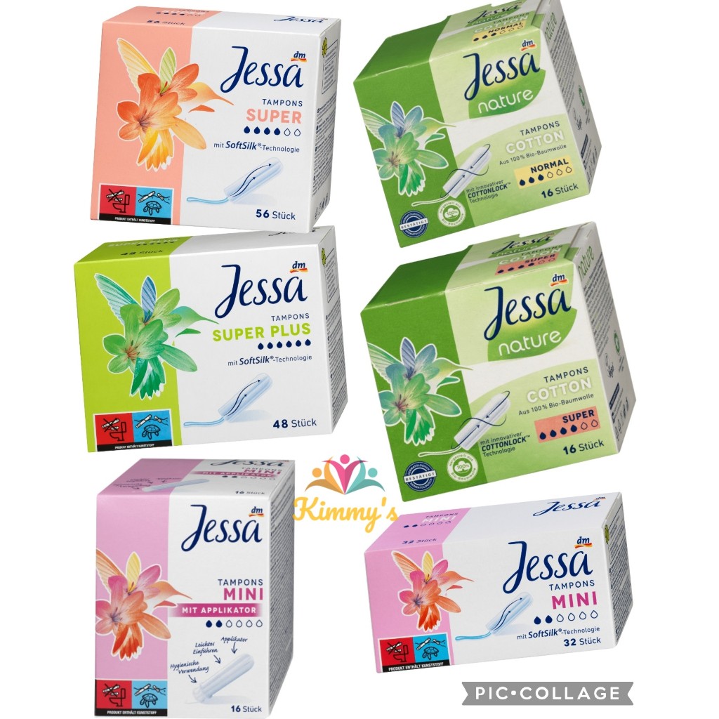 [Có sẵn] Băng vệ sinh dạng nút tampon Jessa size nhiều ít, hàng ngày 2 3 4 5 giọt hữu cơ ống thanh c
