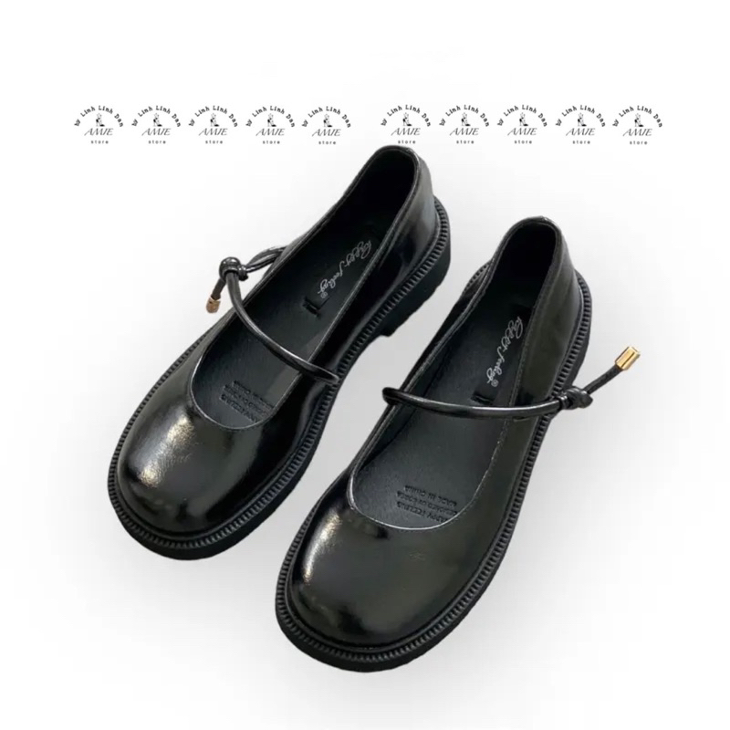Giày Búp Bê Đen Trơn Mary Jane