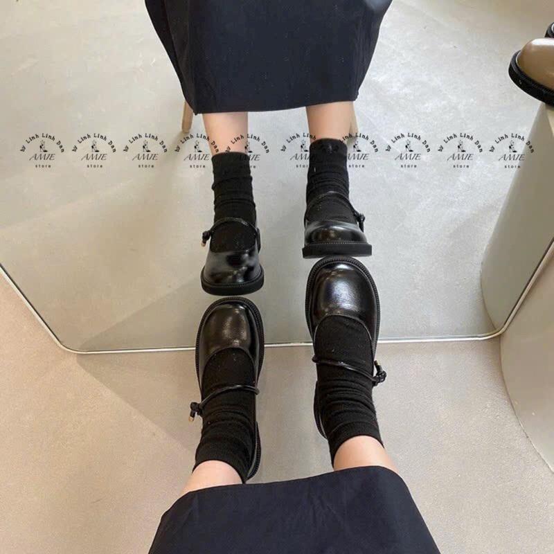 Giày Búp Bê Đen Trơn Mary Jane