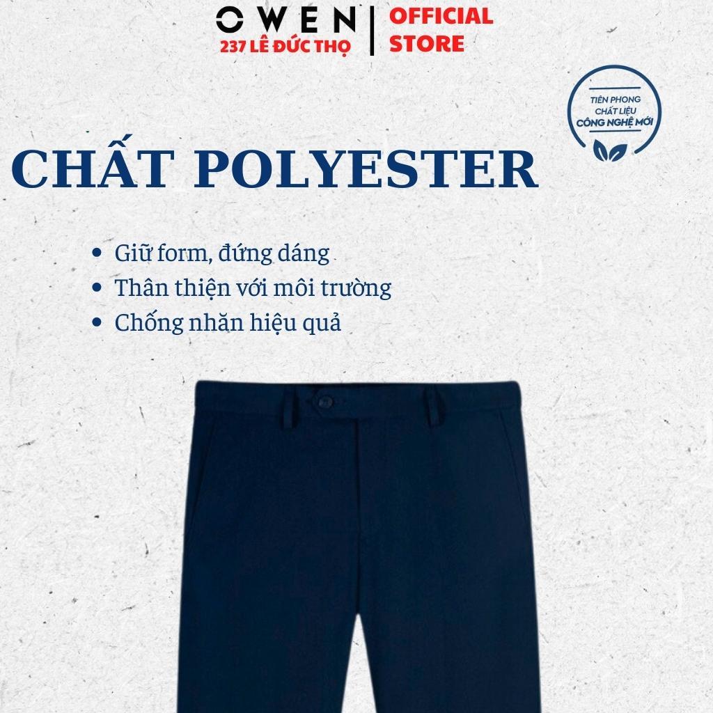 Quần âu tây nam công sở OWEN QS231741 dáng slim fit ống ôm màu navy trơn vải polyester mềm mát cao cấp