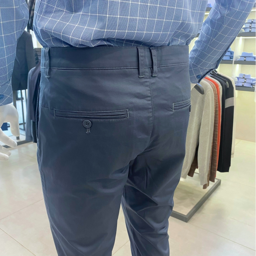 Quần dài kaki nam Owen QKSL231306 khaki công sở cao cấp màu xanh đá trơn dáng slim fit ôm nhẹ vải thô cotton mềm mát