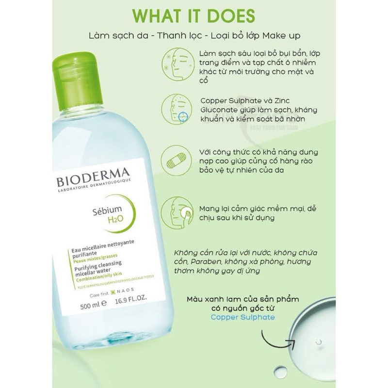 Nước Tẩy Trang Bioderma Cho Da Dầu Mụn Và Da Nhạy Cảm 500ml