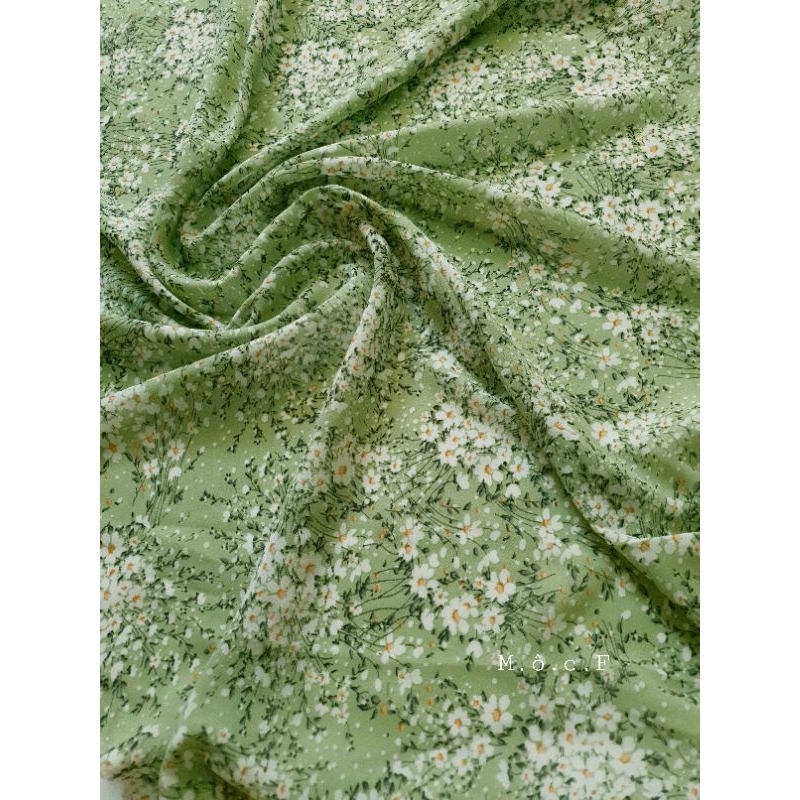 Voan chiffon hoa xanh