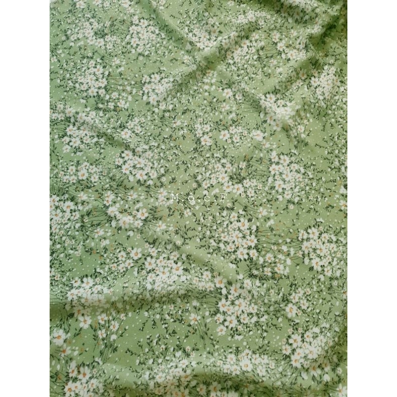 Voan chiffon hoa xanh