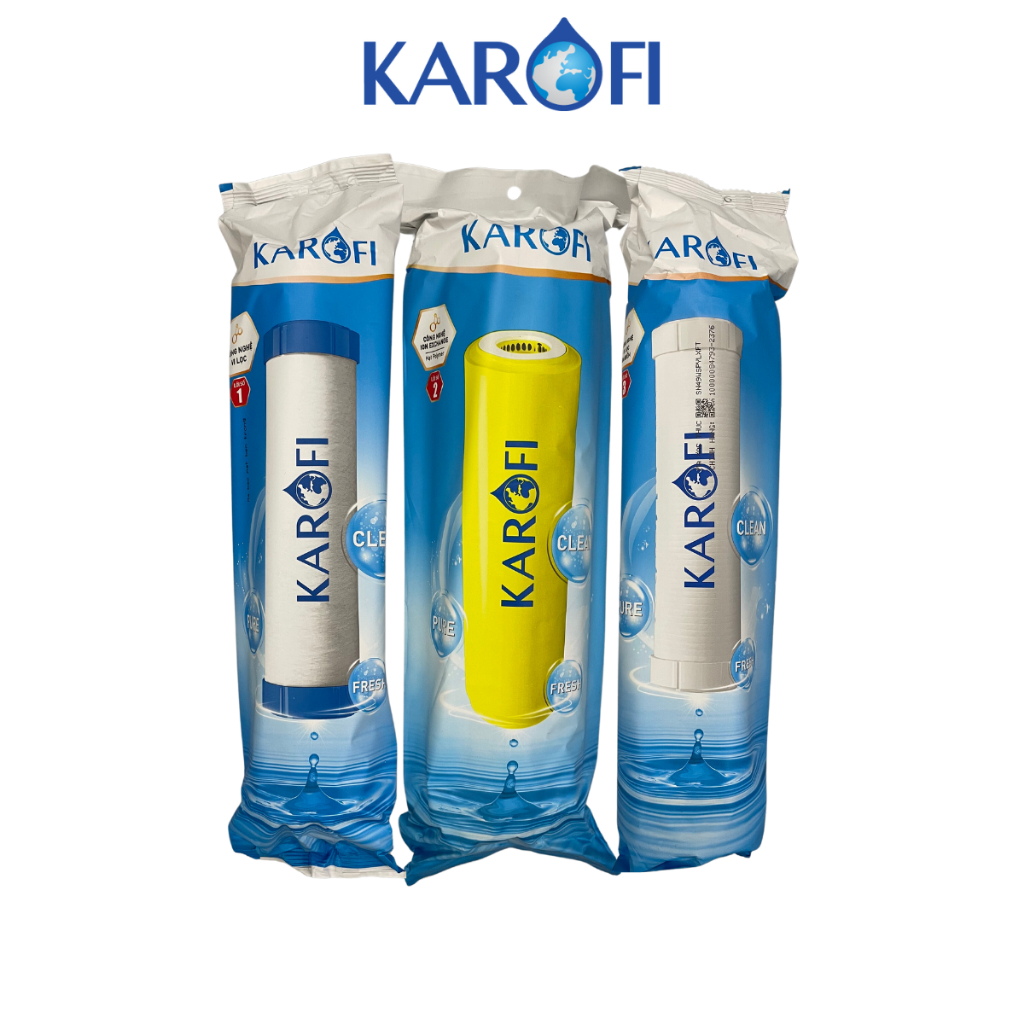 Combo 3 Lõi Thô 123 Smax Duo Karofi (Lõi 2 Cation To) Giúp Làm Mềm Nước Cứng, Lọc Sơ Bộ Và Bảo Vệ Màng RO