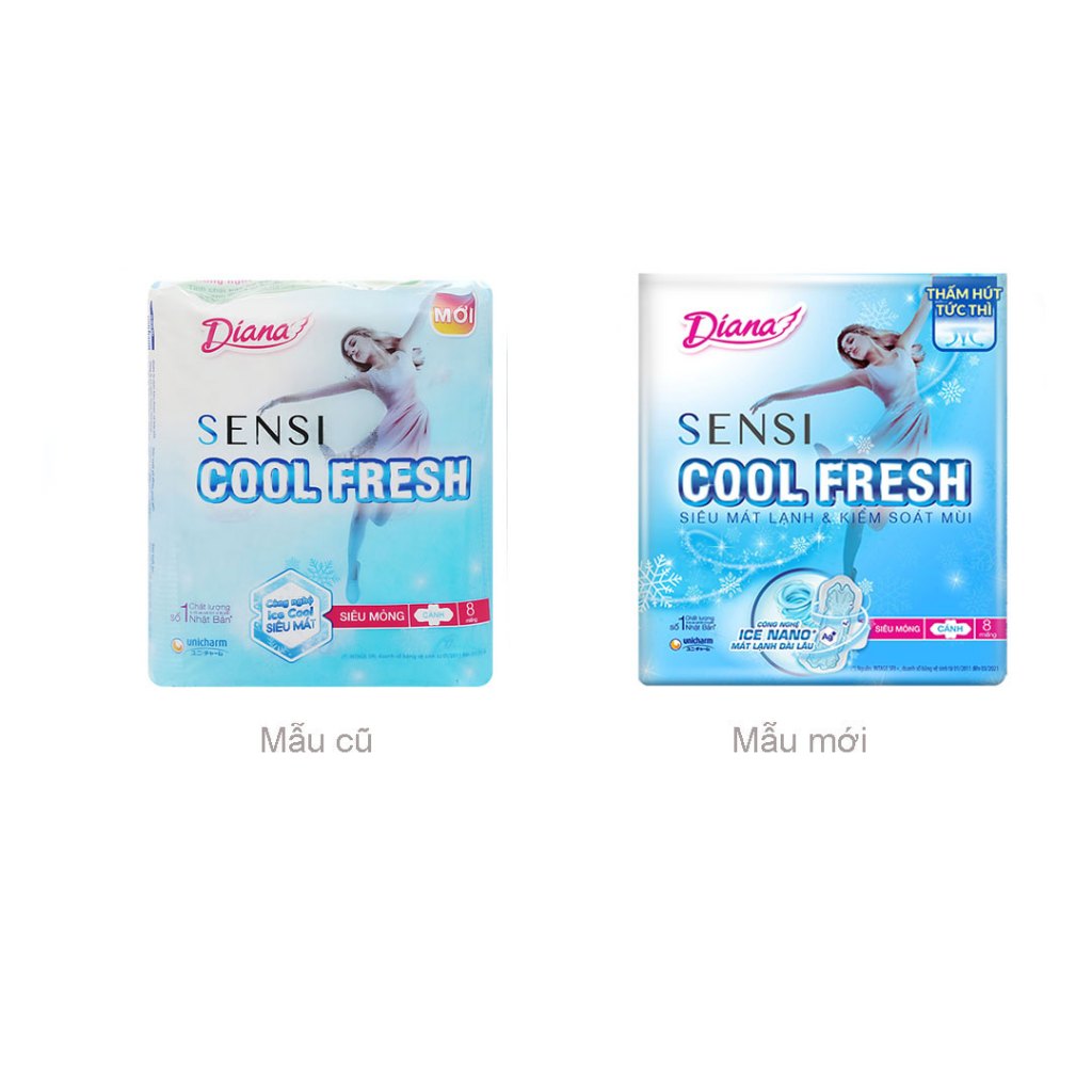 Băng vệ sinh Diana Sensi Cool Fresh siêu mỏng cánh 23cm