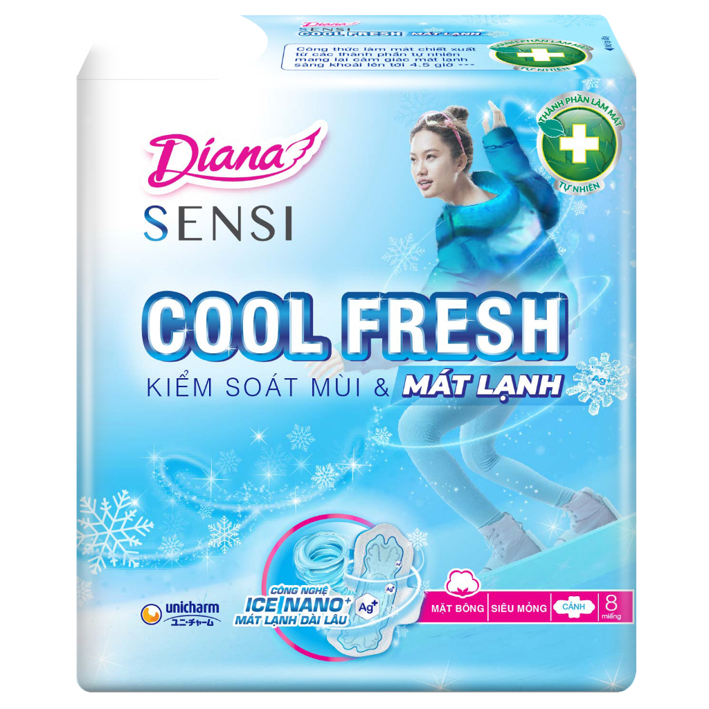 Băng vệ sinh Diana Sensi Cool Fresh siêu mỏng có cánh