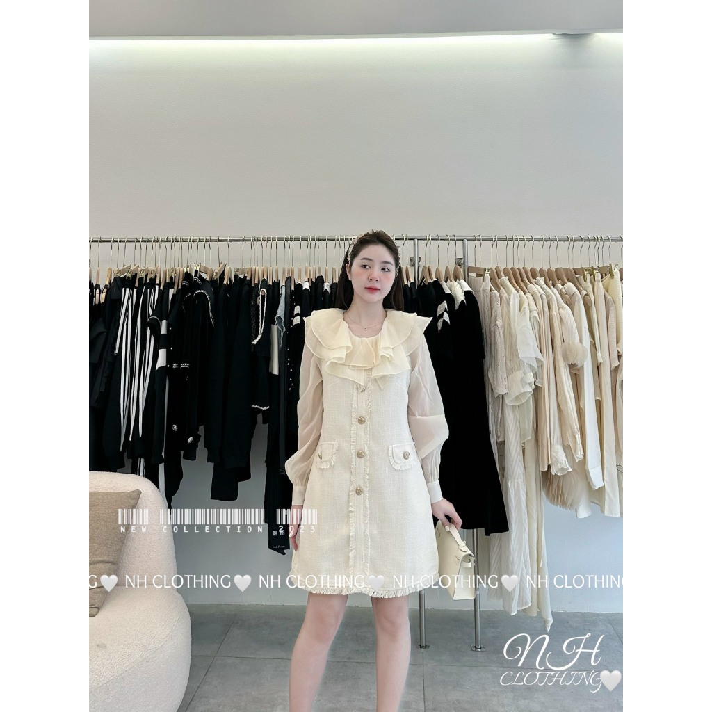 Váy dạ cổ tơ tầng sm