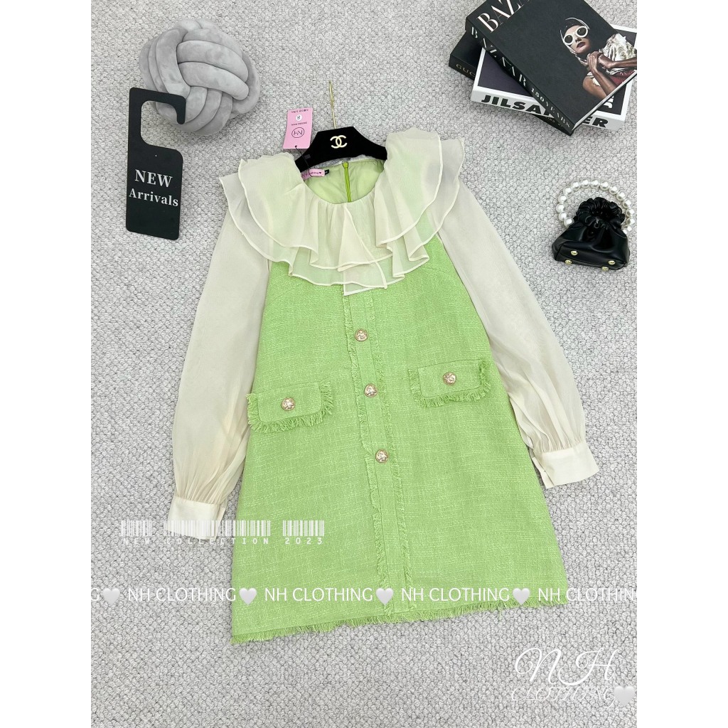 Váy dạ cổ tơ tầng sm