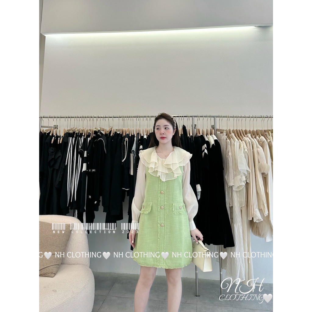 Váy dạ cổ tơ tầng sm