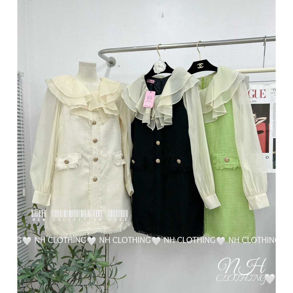 Váy dạ cổ tơ tầng sm